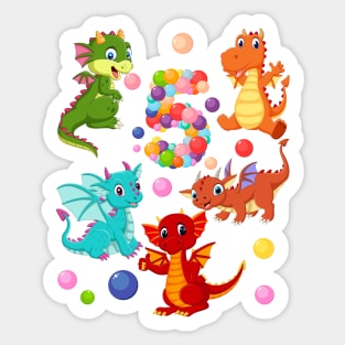 5th Birthday-Dragons and bubbles Sticker